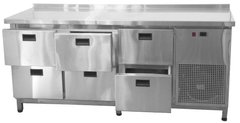 Холодильний стіл Tehma 6 шухляд 1860х600, +2...+8С, 3 двери, з шухлядами, Нерж сталь