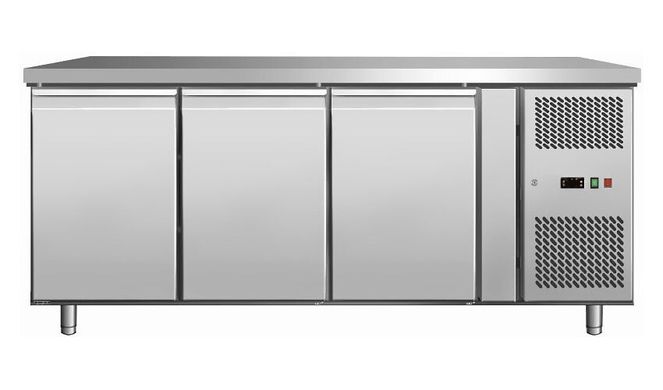 Стол холодильный Rauder SRH 3100TN трехдверный без борта с правым агрегатом, -2...+8 С, 3 двери, Нерж сталь