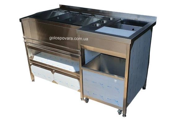 Барная станция 1400х700 c мойкой и емкостями инвентаря