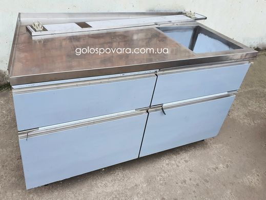 Тумба с мойкой и 3 ящиками 1400х700 из нержавейки