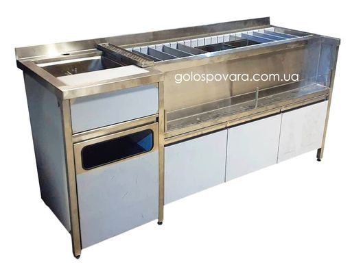 Барная станция 1800х600 с мойкой, ящиками и удлиненным айс-боксом