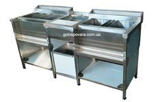 Барная станция 1800х600х850 с мойкой посередине и надстройками