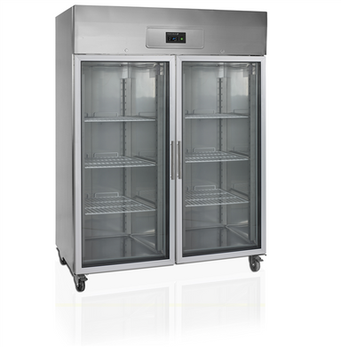 Холодильный шкаф Tefcold RK1420G двухдверный, 1400, 2 двери, Стекло, Нержавеющий, Динамическое