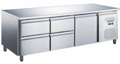 Стол холодильный GoodFood GF-UGN1640TN-HC низкий, +2...+8С, 3 двери, c ящиками, Глухая , Нерж сталь