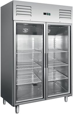 Холодильный шкаф Berg GN1410TNG, 1400, 2 двери, Стекло, Нержавеющий, Динамическое