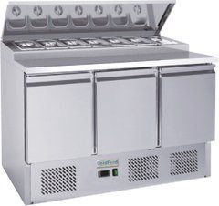 Холодильний стіл саладетта GoodFood GF-PS300-H6C, +2...+8С, 3 двери, Нерж сталь