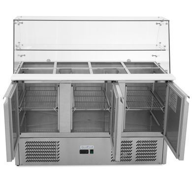 Холодильный стол GoodFood GF-S903SQ-HC, +2...+8С, 3 двери, Нерж сталь