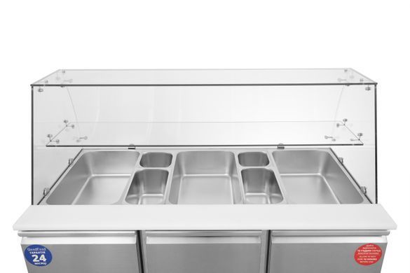 Холодильный стол GoodFood GF-S903SQ-HC, +2...+8С, 3 двери, Нерж сталь