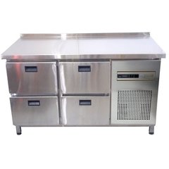 Холодильний стіл Tehma4 шухляди 1400х600, +2...+8С, 2 двери, з шухлядами, Нерж сталь