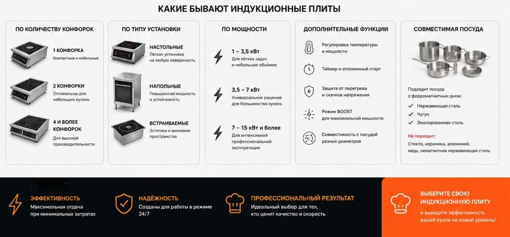 Модели индукционных плит профессиональных