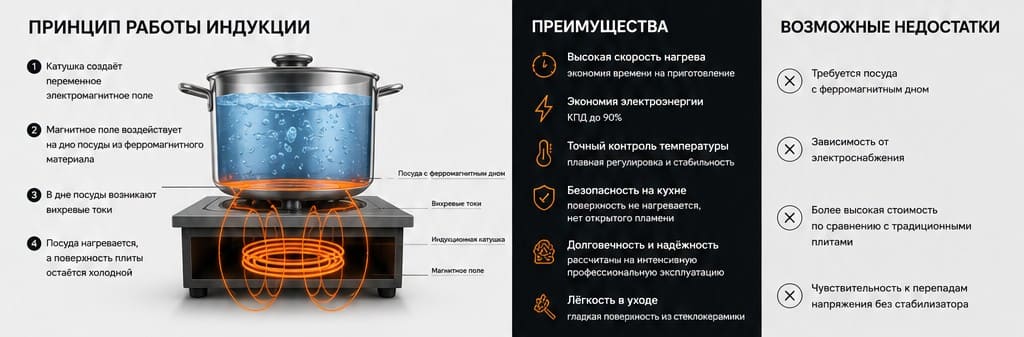 Принцип работы и преимущества индукционной плиты